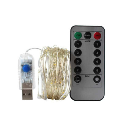Гірлянда нитка з USB та пультом управління, довжина 10 м