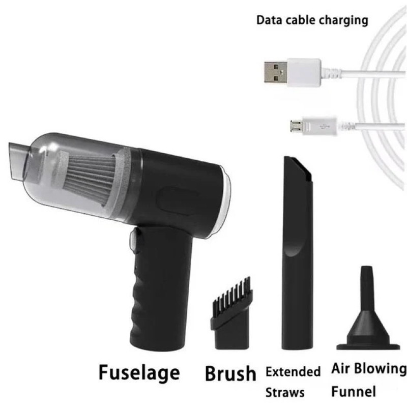 Автомобільний пилосос 120Вт, від USB + 3 насадки / Ручний пилосос AS-228 / Бездротовий пилосос для машини