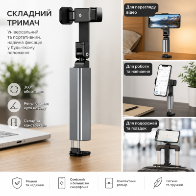 Держатель для телефона вращение на 360 градусов / Монопод / Держатель для телефона S621 Держатель для телефона вращение на 360 градусов / Монопод / Держатель для телефона S621