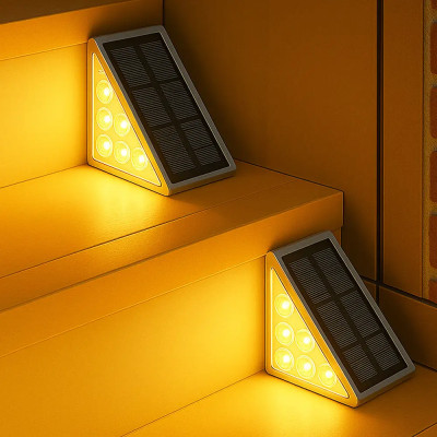 Вуличний світильник для сходів на сонячній батареї 13 LED / Кутовий світильник на сходи теплий білий / Сонячні декоративні світильники комплект з 6 штук