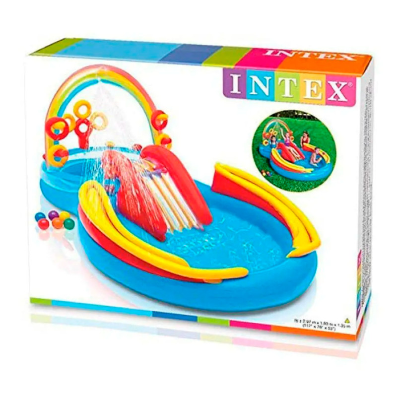 Надувний Ігровий центр басейн Intex 57453 Веселка 297 х 193 х 135см, 428л