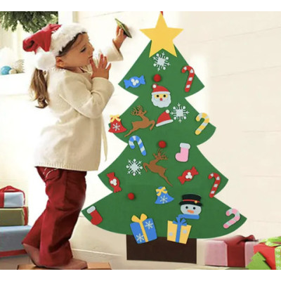 Дитяча ялинка з іграшками з фетру на стіну 95 х 70см Chrismas Free