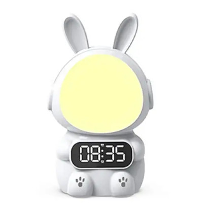 Дитячий годинник із будильником Кролик Rabbit clock with LIGHT WHITE