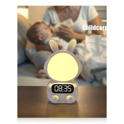 Дитячий годинник із будильником Кролик Rabbit clock with LIGHT WHITE
