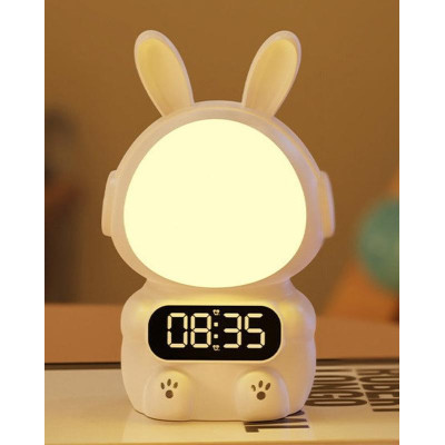 Дитячий годинник із будильником Кролик Rabbit clock with LIGHT WHITE