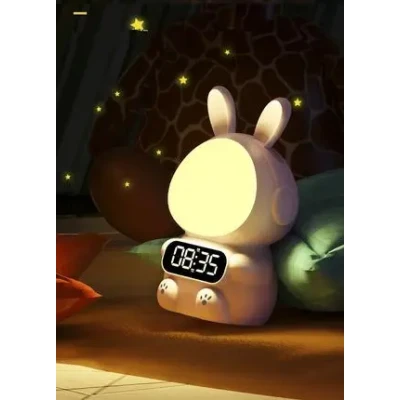 Дитячий годинник із будильником Кролик Rabbit clock with LIGHT WHITE
