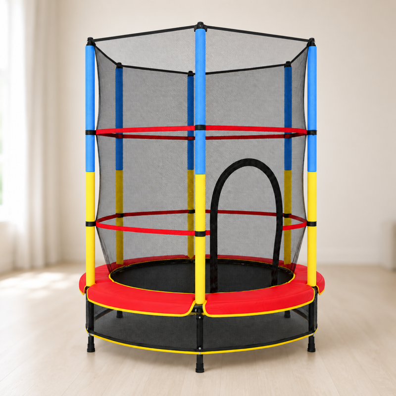 Дитячий батут 140см JumpFit, з сіткою Trampoline-04 / Батут 6 опор, внутрішня сітка