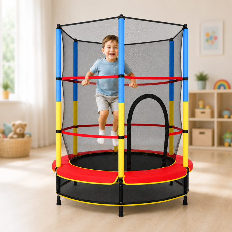 Дитячий батут 140см JumpFit, з сіткою Trampoline-04 / Батут 6 опор, внутрішня сітка