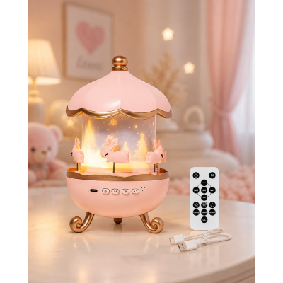 Дитячий нічник проектор зоряного неба Bluetooth Fairy Tale E11 акумуляторний світильник карусель 6 змінних картинок з LED підсвічуванням та музикою