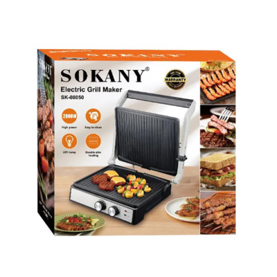 Домашній електричний гриль 2000 Вт, розкриття на 180 °, Sokany SK-08050