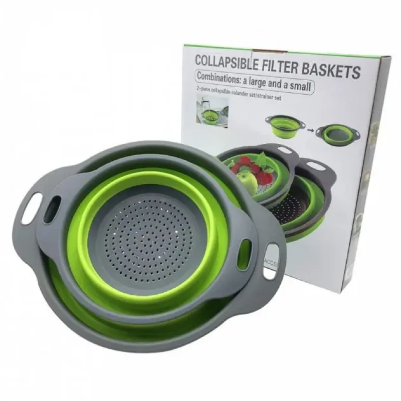Друшляк силіконовий складаний великий + маленький Collapsible filter baskets