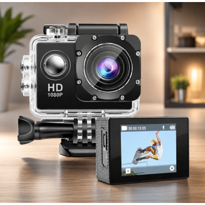 Екшн камера A7 FullHD, спортивна, вологозахист, з кріпленням 1080P MicroSD