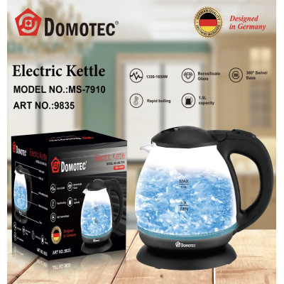 Електричний скляний чайник 1л Domotec MS 7910