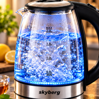 Електричний скляний чайник Skyberg SB-303 / Чайник 2 л, 1500 Вт, з підсвічуванням Електричний скляний чайник Skyberg SB-303 / Чайник 2 л, 1500 Вт, з підсвічуванням