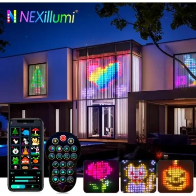 Гірлянда Штора від мережі 3х3 м 400LED RGB + пульт дистанційного керування, SF-1 / Розумна гірлянда з додатком на телефон