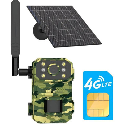Камера для полювання на сонячній батареї A8S 4G, датчик руху, камуфляж