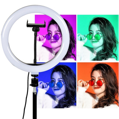 Кільцева LED лампа RGB MJ38 38см 220V 1 крепл.тел USB + пульт