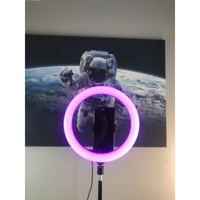 Кільцева світлодіодна лампа RGB LED RING MJ33/ 33 см із кріпленням для телефону