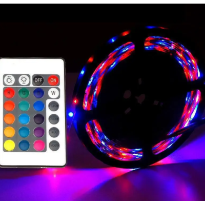 Комплект Світлодіодна стрічка багатобарвна 3528 RGB комплект 5м з пультом
