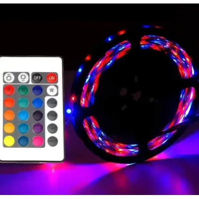 Комплект Світлодіодна стрічка багатобарвна 3528 RGB комплект 5м з пультом