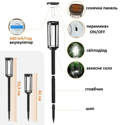 Комплект світильників для газону Solar Lawn Light Shinedo Y246 warm white комплект 2 шт