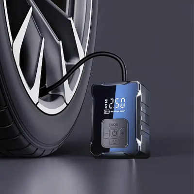 Автомобільний компресор автоматичний з дисплеєм 6000mAh 150 PSI 120W М-007 Чорний Автомобільний компресор автоматичний з дисплеєм 6000mAh 150 PSI 120W М-007 Чорний