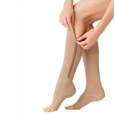 Компресійні гольфи Zip Sox, шкарпетки від варикозу Бежеві