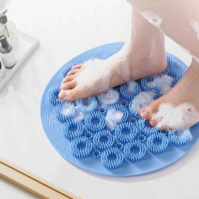 Кругла силіконова щітка - мочалка на присосках на стіну у ванну/душ Massage foot rad масажний протиковзкий килимок для ніг Кругла силіконова щітка - мочалка на присосках на стіну у ванну/душ Massage foot rad масажний протиковзкий килимок для ніг