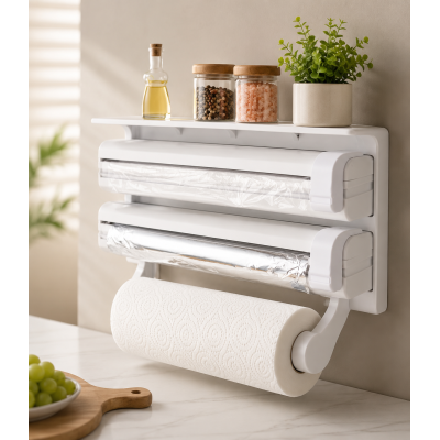 Кухонний диспенсер для плівки, фольги та рушників Kitchen Roll Triple Paper dispenser, тримач для рушників Кухонний диспенсер для плівки, фольги та рушників Kitchen Roll Triple Paper dispenser, тримач для рушників