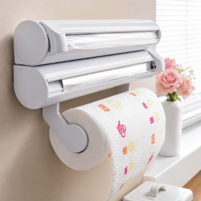 Кухонний диспенсер для плівки, фольги та рушників Kitchen Roll Triple Paper dispenser, тримач для рушників Кухонний диспенсер для плівки, фольги та рушників Kitchen Roll Triple Paper dispenser, тримач для рушників