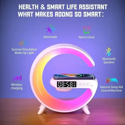 Лампа G11 Smart Light 4в1 з Bluetooth колонкою будильником та бездротовою зарядкою Лампа G11 Smart Light 4в1 з Bluetooth колонкою будильником та бездротовою зарядкою