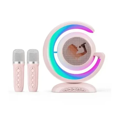Лампа-нічник з бездротовою bluetooth колонкою RGB підсвічуванням та двома мікрофонами в комплекті для караоке YS-110
