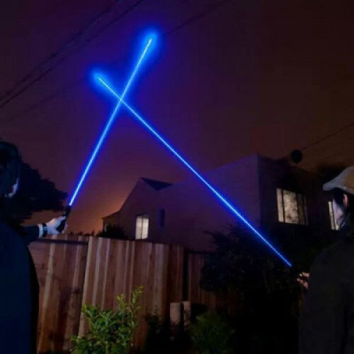 Лазерна указка (лазерний вказівник) 10000МВт синя з насадками Laser Blue YXB 008