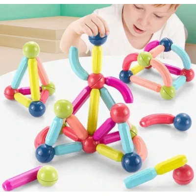 Магнітний конструктор 26 паличок, 10 кульок SKY Magnetic Sticks, кольоровий