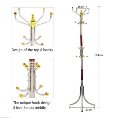 Металева підлогова стійка-вішалка для одягу Coat Rack тренога 16 гачків Металева підлогова стійка-вішалка для одягу Coat Rack тренога 16 гачків