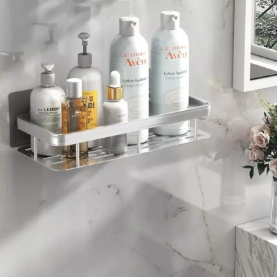 Металева полиця для ванної самоклеюча Bathroom shelf до 10 кг GREY Металева полиця для ванної самоклеюча Bathroom shelf до 10 кг GREY