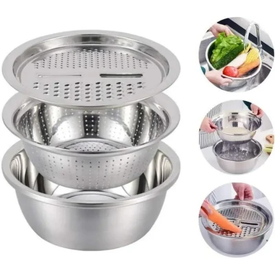 Багатофункціональний кухонний набір з нержавіючої сталі 3 в 1 Metal Basket Cutter