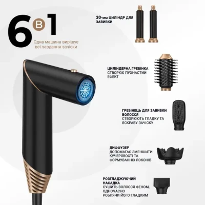 Багатофункціональний стайлер для волосся Hot Air Styler 6в1