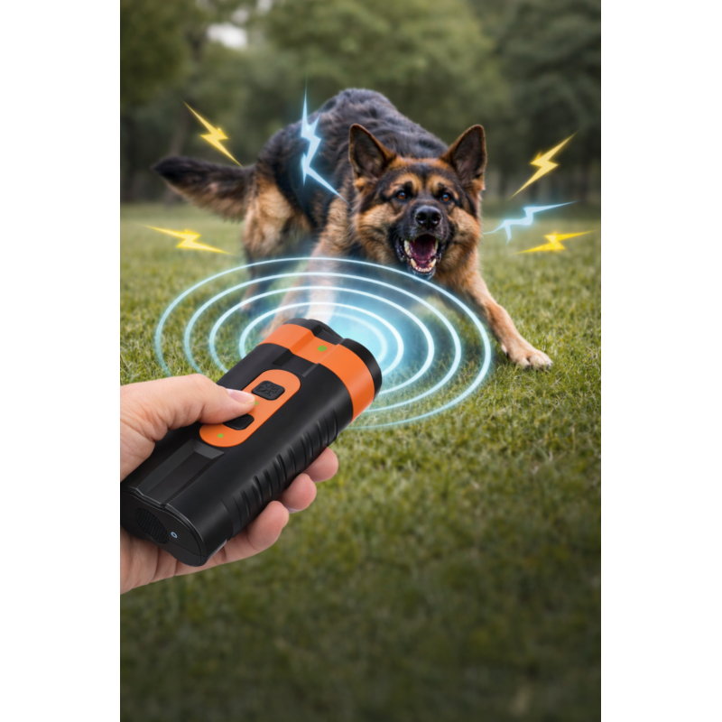 Потужний відлякувач Anti Dog Bark антилай із ліхтариком Type-C / Портативний ультразвуковий відлякувач собак