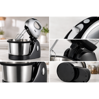 Міксер ручний з чашею Egg beater R.6628 RAF / Кулінарний міксер для тесту 1000 Вт