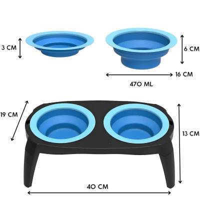 Миска Pet Bowl Set подвійна на складній підставці для собак та котів