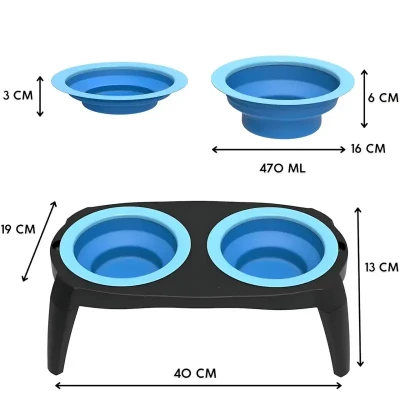 Миска Pet Bowl Set подвійна на складній підставці для собак та котів