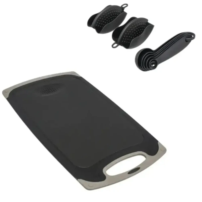 Набір кухонного приладдя 25 предметів з подвійною підставкою обробною дошкою набором ножів прихватками