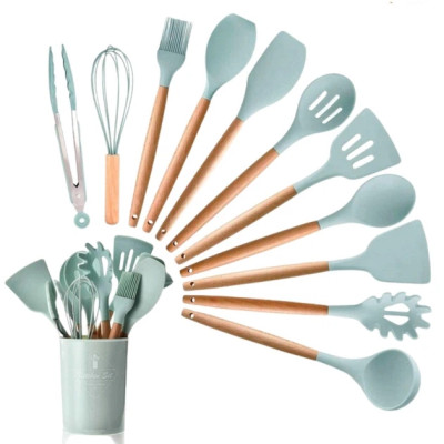 Набір кухонного приладдя силіконовий  Kitchen Set RB-2239 бірюзовий (12 предметів)