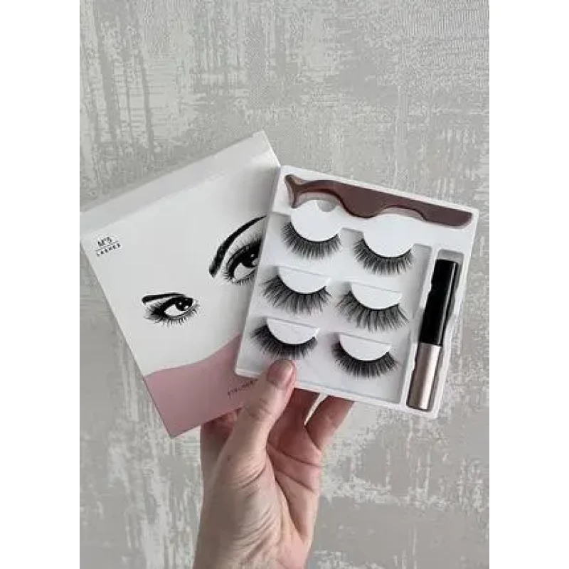 Набір накладні магнітні вії+підводка+пінцет Magnetic lashes 3 пари  магнітів