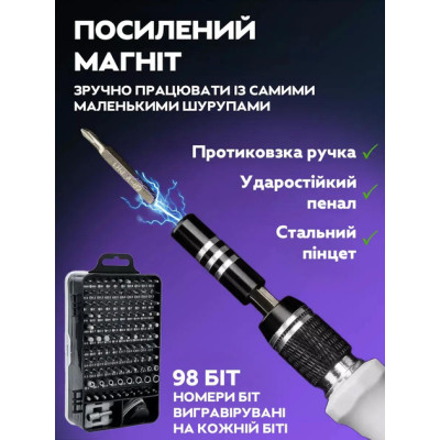 Набір викруток 115 в 1 для ремонту електроніки / Набір інструментів прецизійних викруток Ultimate 115-в-1 для електроніки