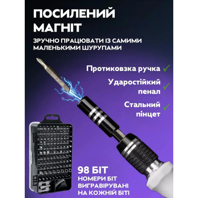 Набір викруток 115 в 1 для ремонту електроніки / Набір інструментів прецизійних викруток Ultimate 115-в-1 для електроніки