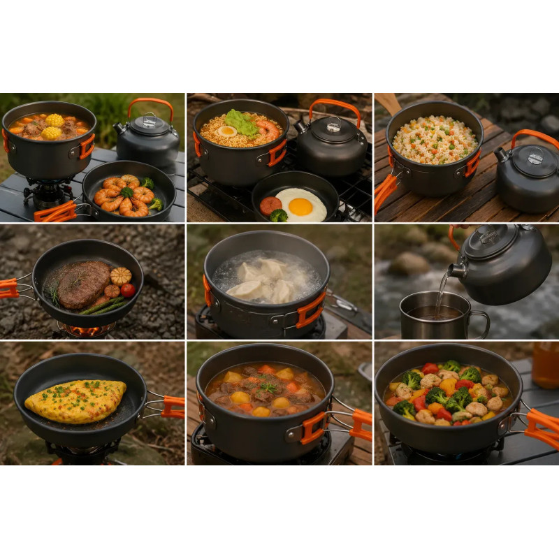 Набір похідного посуду складаний на 2 персони, 3 предмети, алюміній, DS-308 турист