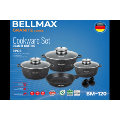 Набір посуду 9 предметів Bellmax Cookware Set BM-120
