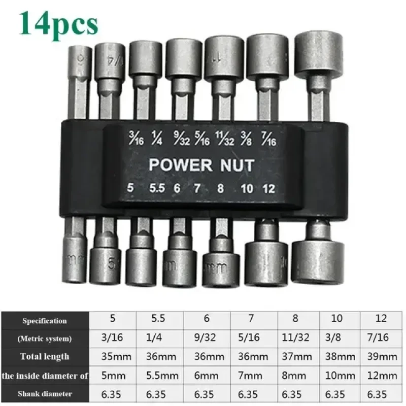 Набір шестигранних головок для шуруповерта 14 PCS sleeve AND